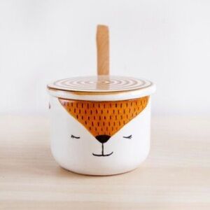Cute Handpainted Ceramic Pots Fox Ceramic Sugar Bowl with Lid Pottery Sugar Bowl